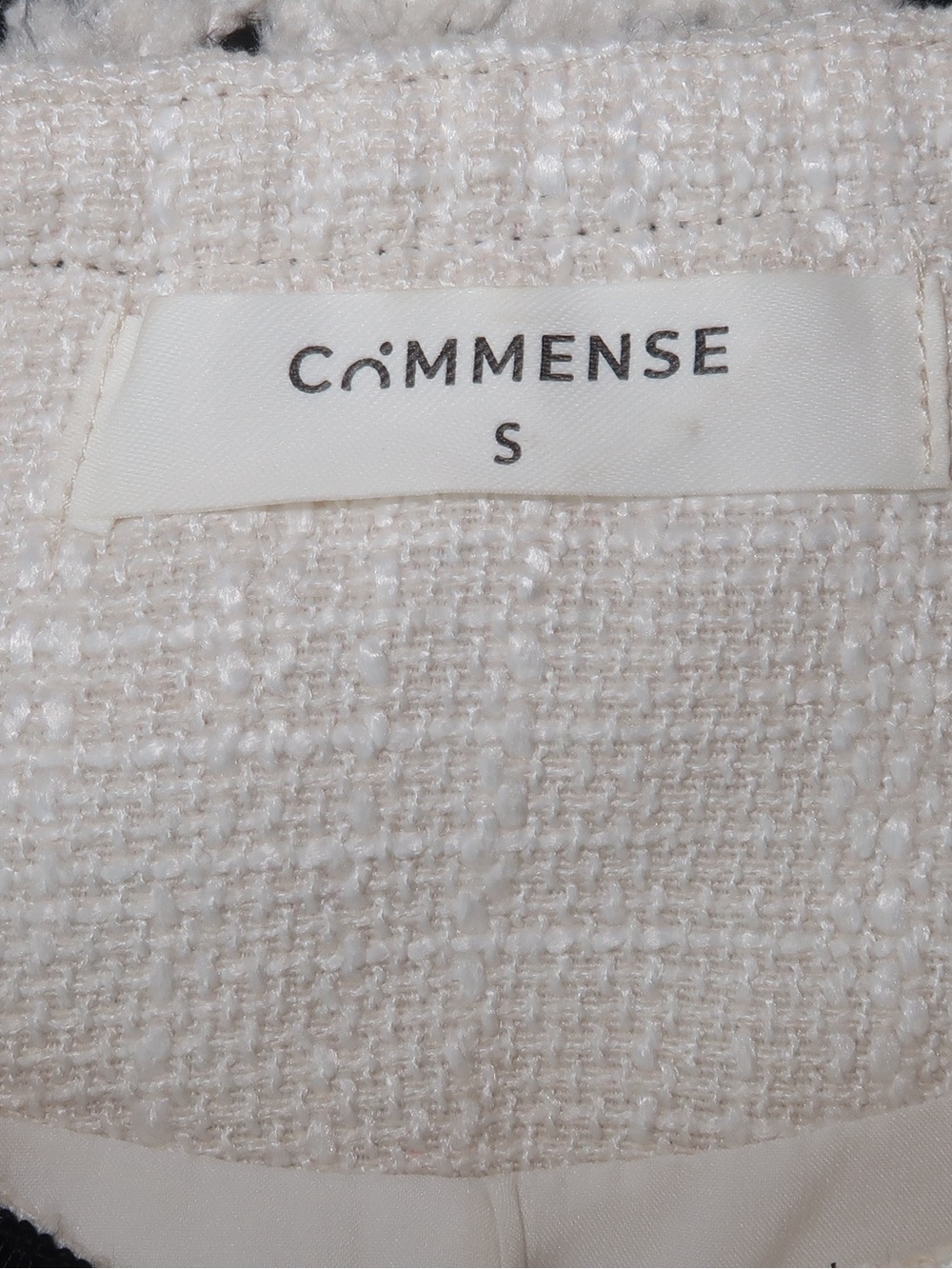 Commense Cream Bouclé Short-Sleeve Dress with Black Trim - Picture 3 of 3